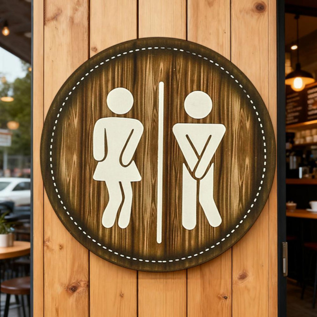 Cotton Thread Wooden Bathroom Sign Rustic Restroom Door Men Women Hanging Sign Restaurant Office Hotel Washroom Wall Gender Identification Signage 