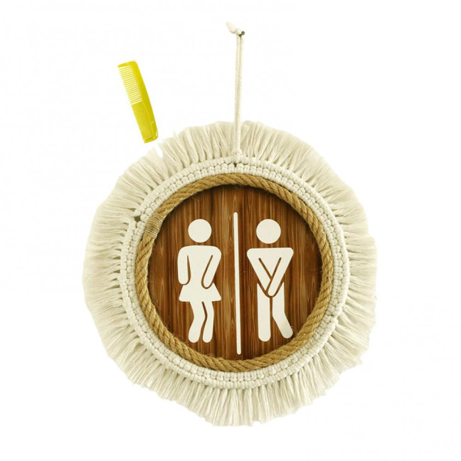 Cotton Thread Wooden Bathroom Sign Rustic Restroom Door Men Women Hanging Sign Restaurant Office Hotel Washroom Wall Gender Identification Signage 