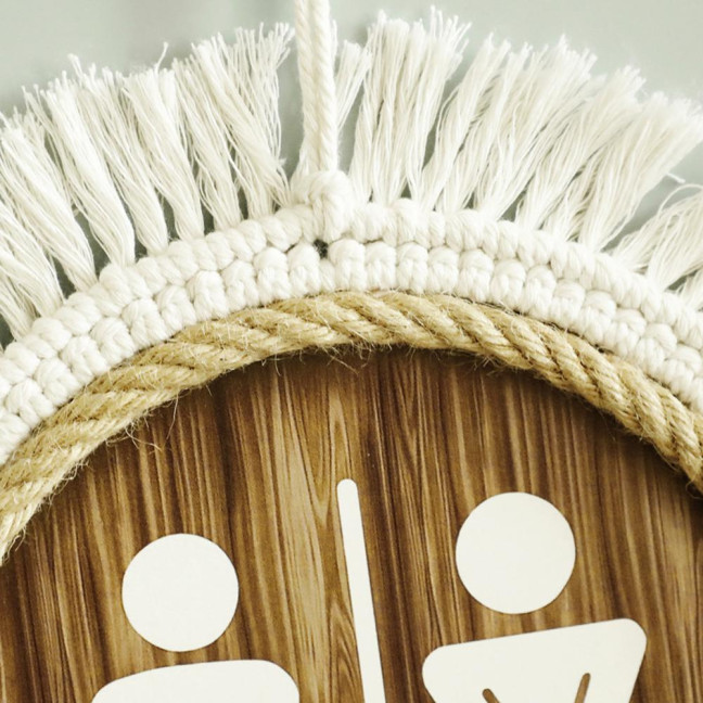 Cotton Thread Wooden Bathroom Sign Rustic Restroom Door Men Women Hanging Sign Restaurant Office Hotel Washroom Wall Gender Identification Signage 