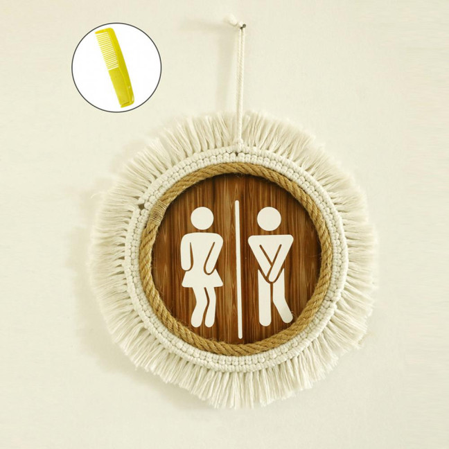 Cotton Thread Wooden Bathroom Sign Rustic Restroom Door Men Women Hanging Sign Restaurant Office Hotel Washroom Wall Gender Identification Signage 