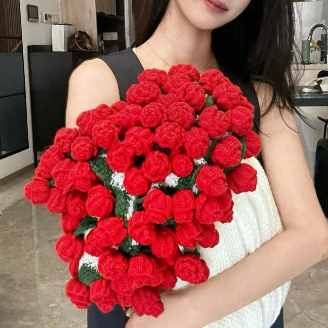 Rose Bouquet Blanket Handmade Crocheted Rose Blanket Floral Design Throw Blanket for Sofa Couch Car Bed Girls Women Birthday Gift