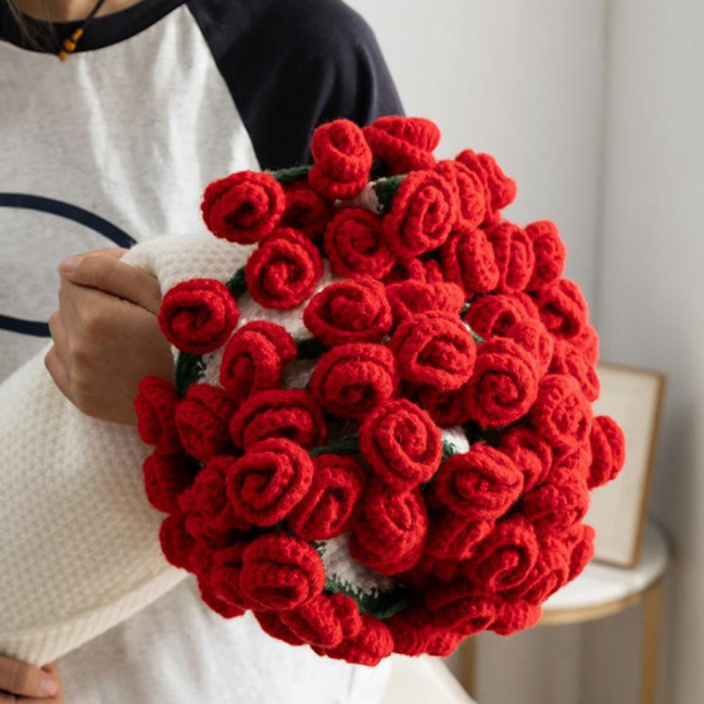 Rose Bouquet Blanket Handmade Crocheted Rose Blanket Floral Design Throw Blanket for Sofa Couch Car Bed Girls Women Birthday Gift