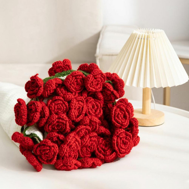 Rose Bouquet Blanket Handmade Crocheted Rose Blanket Floral Design Throw Blanket for Sofa Couch Car Bed Girls Women Birthday Gift