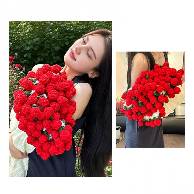 Rose Bouquet Blanket Handmade Crocheted Rose Blanket Floral Design Throw Blanket for Sofa Couch Car Bed Girls Women Birthday Gift