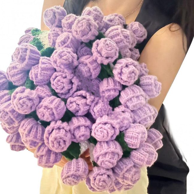 Rose Bouquet Blanket Handmade Crocheted Rose Blanket Floral Design Throw Blanket for Sofa Couch Car Bed Girls Women Birthday Gift