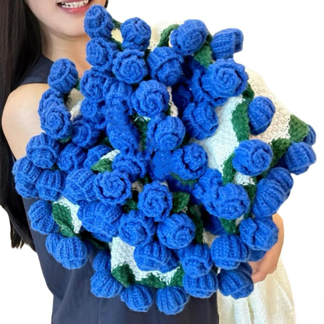 Rose Bouquet Blanket Handmade Crocheted Rose Blanket Floral Design Throw Blanket for Sofa Couch Car Bed Girls Women Birthday Gift