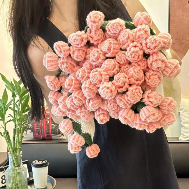 Rose Bouquet Blanket Handmade Crocheted Rose Blanket Floral Design Throw Blanket for Sofa Couch Car Bed Girls Women Birthday Gift