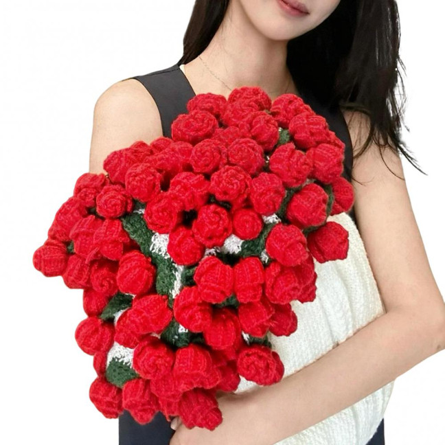 Rose Bouquet Blanket Handmade Crocheted Rose Blanket Floral Design Throw Blanket for Sofa Couch Car Bed Girls Women Birthday Gift