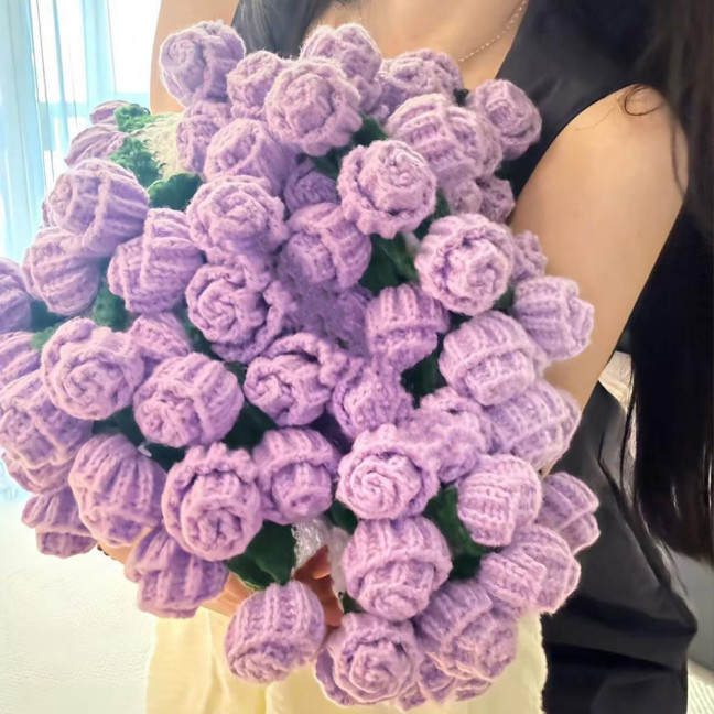 Rose Bouquet Blanket Handmade Crocheted Rose Blanket Floral Design Throw Blanket for Sofa Couch Car Bed Girls Women Birthday Gift