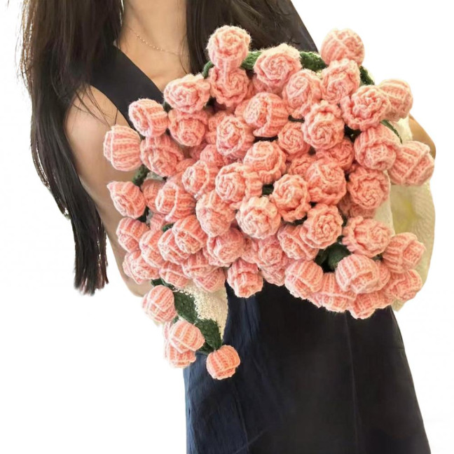 Rose Bouquet Blanket Handmade Crocheted Rose Blanket Floral Design Throw Blanket for Sofa Couch Car Bed Girls Women Birthday Gift