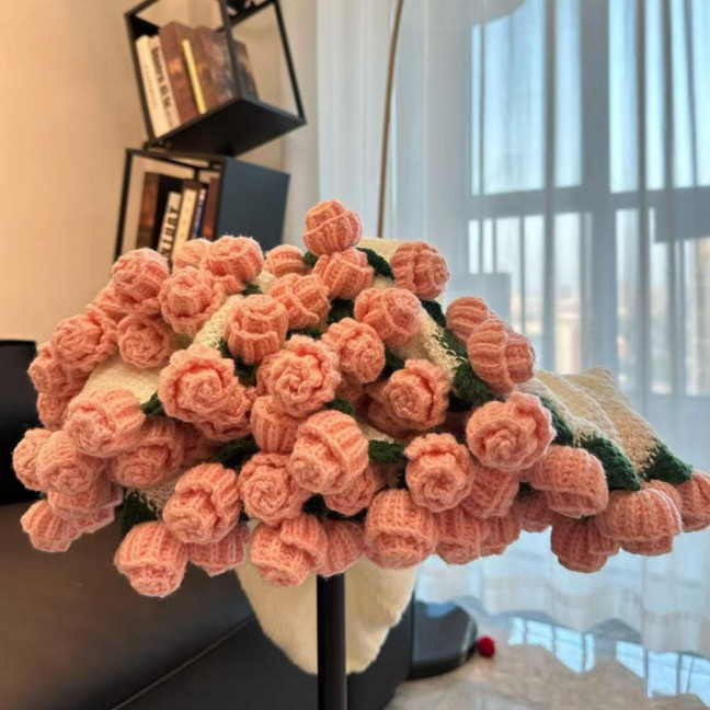 Rose Bouquet Blanket Handmade Crocheted Rose Blanket Floral Design Throw Blanket for Sofa Couch Car Bed Girls Women Birthday Gift