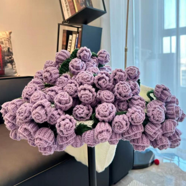 Rose Bouquet Blanket Handmade Crocheted Rose Blanket Floral Design Throw Blanket for Sofa Couch Car Bed Girls Women Birthday Gift