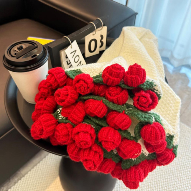 Rose Bouquet Blanket Handmade Crocheted Rose Blanket Floral Design Throw Blanket for Sofa Couch Car Bed Girls Women Birthday Gift