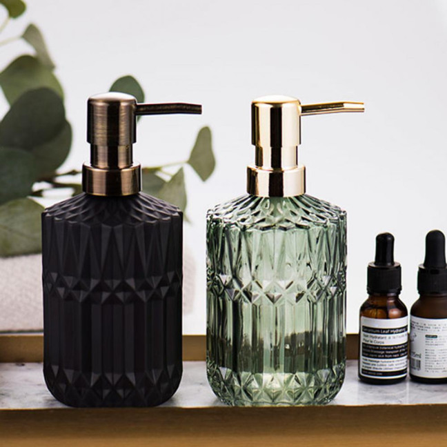 Glass Lotion Bottle Anti-Slip Bottom Transparent Design Large Capacity Liquid Dispenser Home Accessory