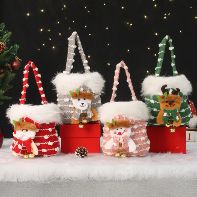 Plush Christmas Small Gift Bag 3D Snowman Santa Doll Fruit Candy Bag Christmas Eve New Year Tote Bag for Xmas Party Supplies Plush Christmas Small Gift Bag 3D Snowman Santa Doll Fruit Candy Bag Christmas Eve New Year Tote Bag for Xmas Party Supplies
