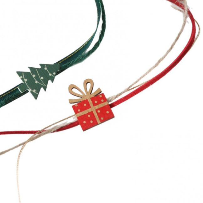 5.5 Yards Christmas Ribbons Red/Green Holiday Ribbon Roll with Tree/Gift Box Decor for Gift Wrapping DIY Crafts