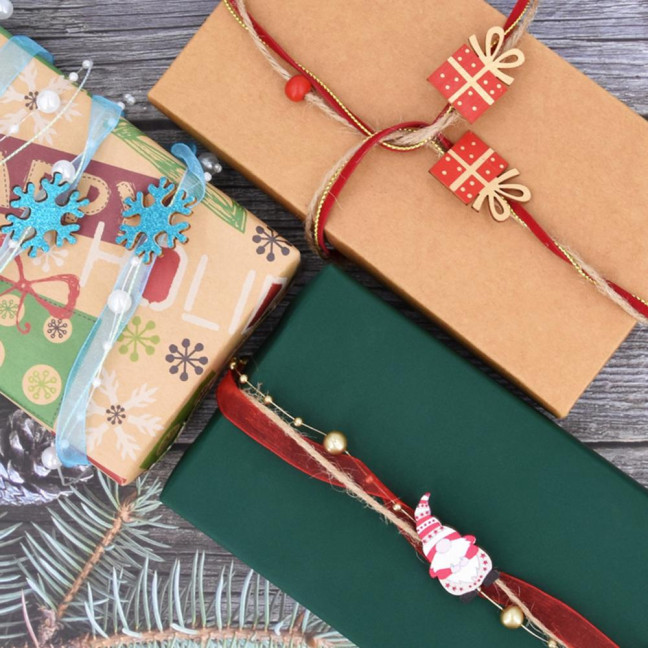 5.5 Yards Christmas Ribbons Red/Green Holiday Ribbon Roll with Tree/Gift Box Decor for Gift Wrapping DIY Crafts