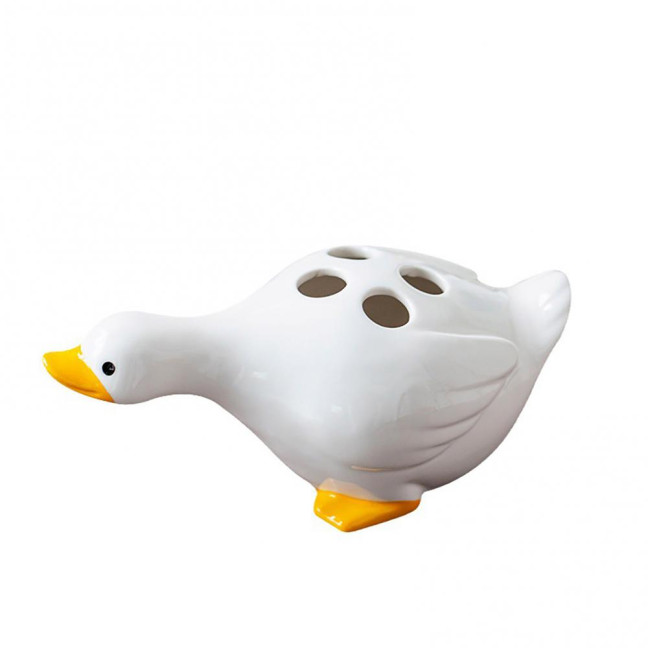 Duck Toothbrush Holder Ceramic Cute Toothbrush Organizer Decorative Cartoon Duck Toothbrush Stand for Bathroom Decor And Storage 