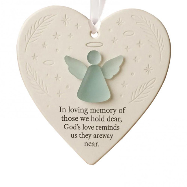 Heart-Shaped Sea Glass Friendship Ornament Handmade Sea Glass Angel/Ghost Ornament for Christmas Tree Timeless Friendship Keepsake for Best Friends Sisters