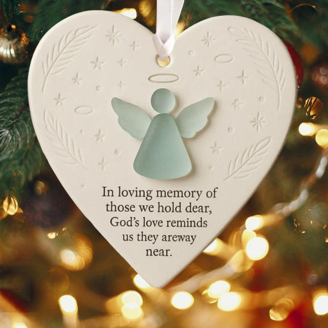 Heart-Shaped Sea Glass Friendship Ornament Handmade Sea Glass Angel/Ghost Ornament for Christmas Tree Timeless Friendship Keepsake for Best Friends Sisters