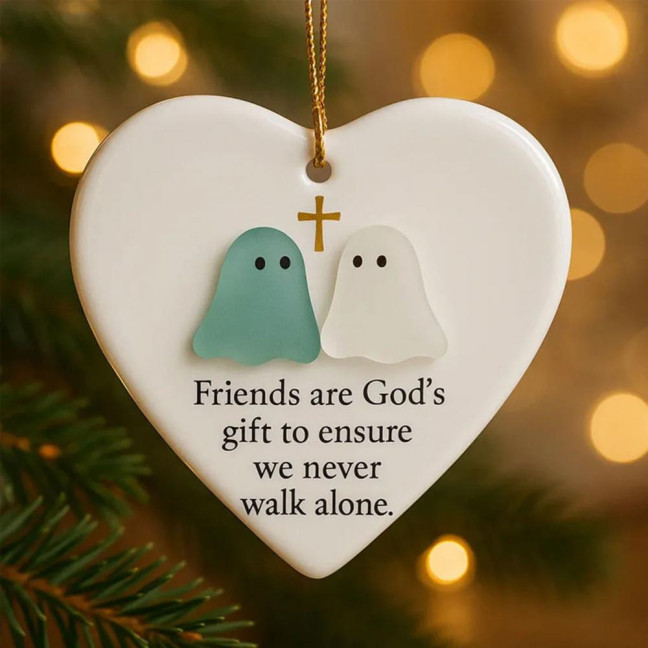 Heart-Shaped Sea Glass Friendship Ornament Handmade Sea Glass Angel/Ghost Ornament for Christmas Tree Timeless Friendship Keepsake for Best Friends Sisters