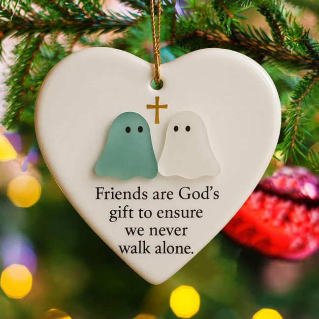Heart-Shaped Sea Glass Friendship Ornament Handmade Sea Glass Angel/Ghost Ornament for Christmas Tree Timeless Friendship Keepsake for Best Friends Sisters