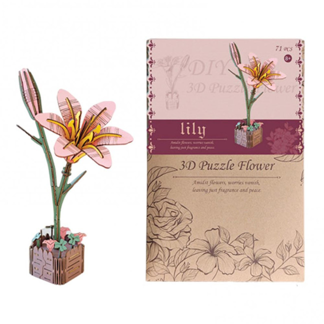 3D Wooden Flower Puzzle Kit for Adults DIY Botanical Bouquet Building Set Wood Sunflower/Rose Floral Craft Kit for Stress Relief Mother's Day Housewarming Gifts