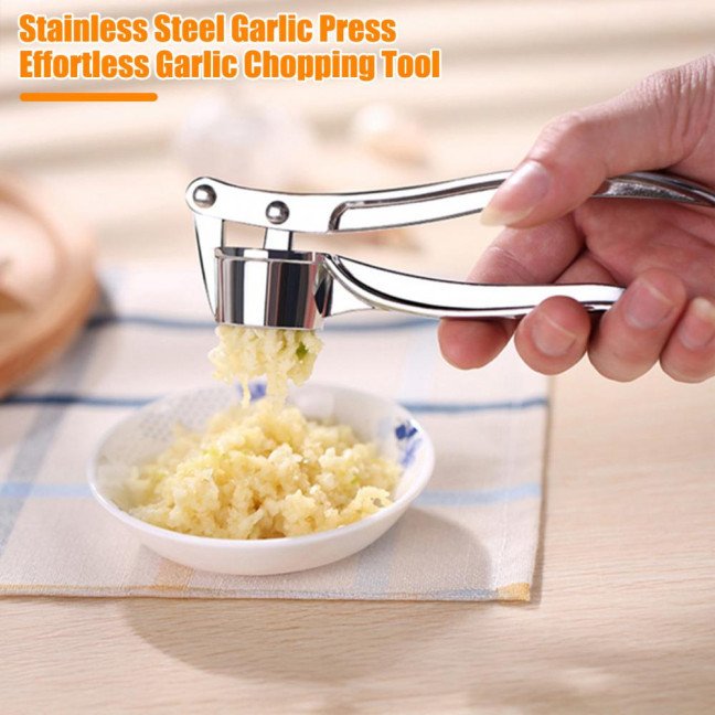 Garlic Press Stainless Steel Garlic Mincer Manual Garlic Crusher Effortless Chopping Tool for Garlic Ginger Nuts 