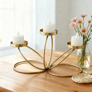 Cast Iron Candle Holder Decoration Home Office Living Room 3-Arm Candlestick Metal Tealight Candle Stand Dining Table Centerpiece Ornament 