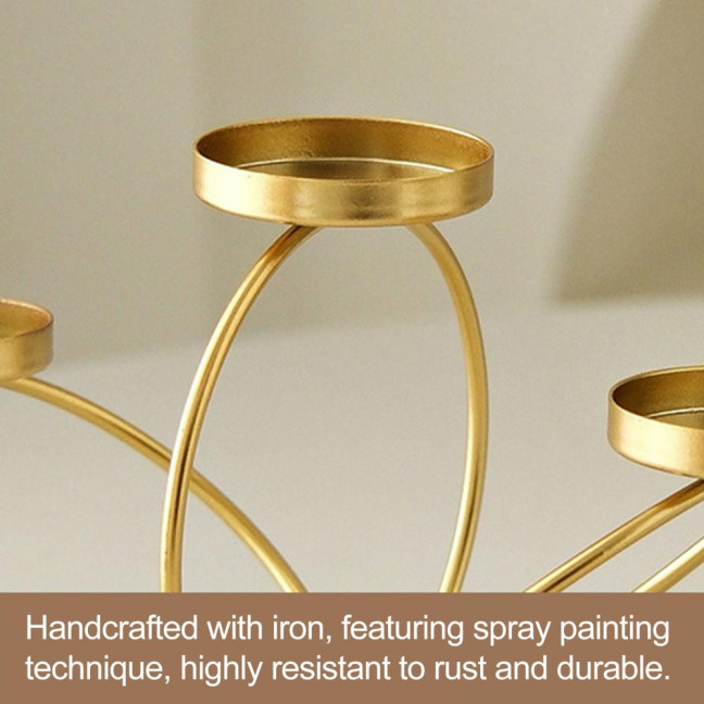 Cast Iron Candle Holder Decoration Home Office Living Room 3-Arm Candlestick Metal Tealight Candle Stand Dining Table Centerpiece Ornament Cast Iron Candle Holder Decoration Home Office Living Room 3-Arm Candlestick Metal Tealight Candle Stand Dining Table Centerpiece Ornament