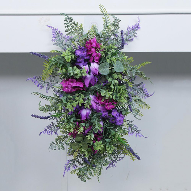 Purple Tulip Wreath with Hydrangea & Hyacinth Artificial Flower Lavender Garland Realistic Spring-Summer Floral Decor for Door Wall Home & Party Purple Tulip Wreath with Hydrangea & Hyacinth Artificial Flower Lavender Garland Realistic Spring-Summer Floral Decor for Door Wall Home & Party