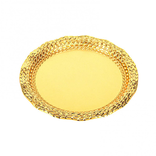 Vintage Round Metal Tray Retro Decorative Display Plate Flat Bottom Serving Platter for Jewelry Storage Snacks Cake Coffee Coaster