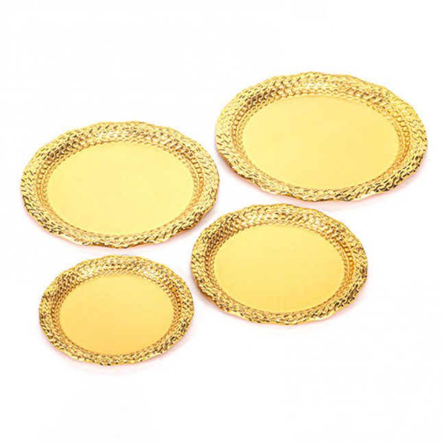 Vintage Round Metal Tray Retro Decorative Display Plate Flat Bottom Serving Platter for Jewelry Storage Snacks Cake Coffee Coaster