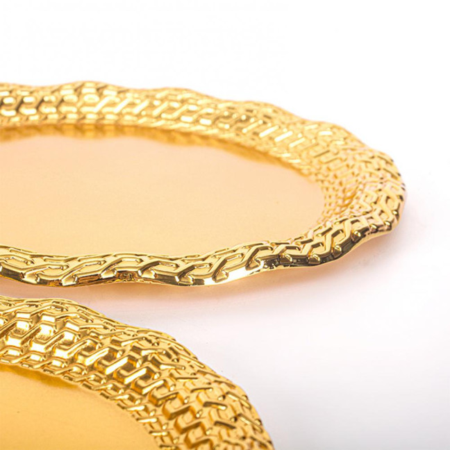 Vintage Round Metal Tray Retro Decorative Display Plate Flat Bottom Serving Platter for Jewelry Storage Snacks Cake Coffee Coaster