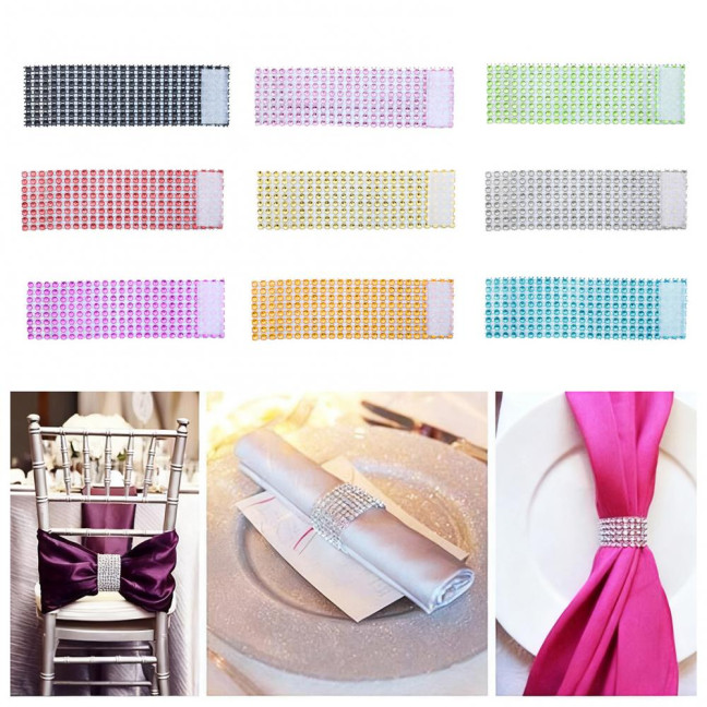 100Pcs Napkin Button Rings Sparkling Rhinestones Inlaid 8-Row Design Napkin Fasteners Festive Tableware Accents