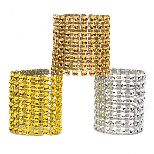 100Pcs Napkin Button Rings Sparkling Rhinestones Inlaid 8-Row Design Napkin Fasteners Festive Tableware Accents
