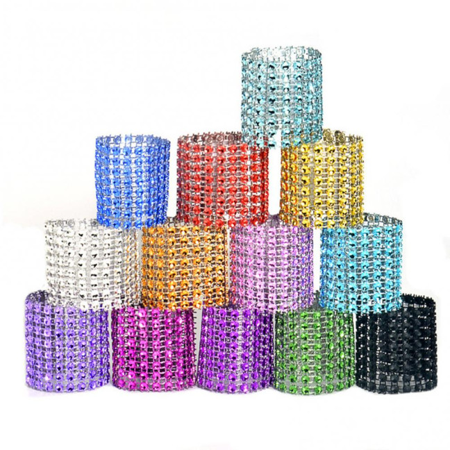 100Pcs Napkin Button Rings Sparkling Rhinestones Inlaid 8-Row Design Napkin Fasteners Festive Tableware Accents
