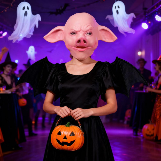 Halloween Horror Pig Head Mask Realistic Bad Face Mask Role-playing Scary Pig Head Costume Party Cosplay Props 