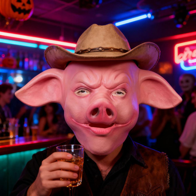 Halloween Horror Pig Head Mask Realistic Bad Face Mask Role-playing Scary Pig Head Costume Party Cosplay Props 