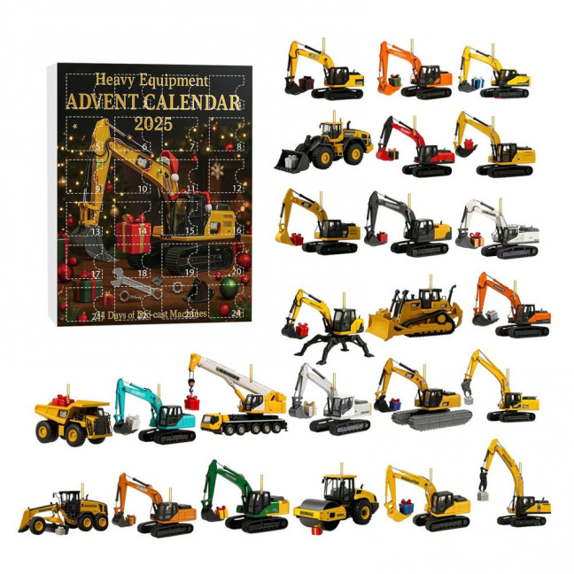 Excavator Advent Calendar 2026 24 Days of Excavator Vehicles Education Fun Christmas Pendant Holiday Countdown Gift