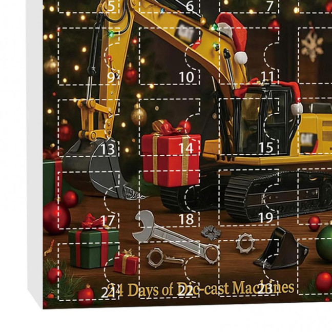 Excavator Advent Calendar 2026 24 Days of Excavator Vehicles Education Fun Christmas Pendant Holiday Countdown Gift