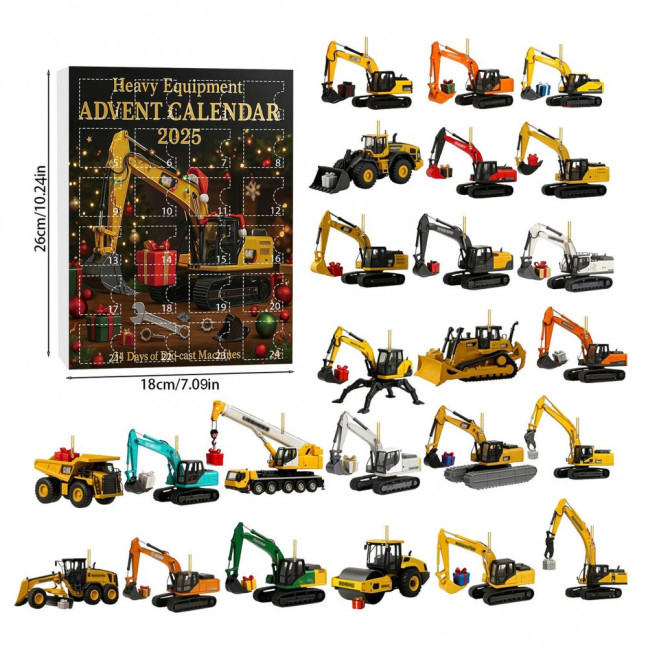 Excavator Advent Calendar 2026 24 Days of Excavator Vehicles Education Fun Christmas Pendant Holiday Countdown Gift