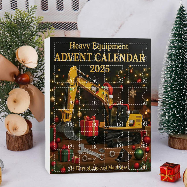 Excavator Advent Calendar 2026 24 Days of Excavator Vehicles Education Fun Christmas Pendant Holiday Countdown Gift