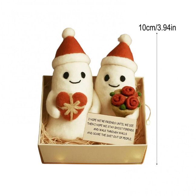 Christmas Ghost Friends Plush Set Cute Small Ghost with Santa Hat for Holiday Home Party Decor Friendship Gifts for Best Friends