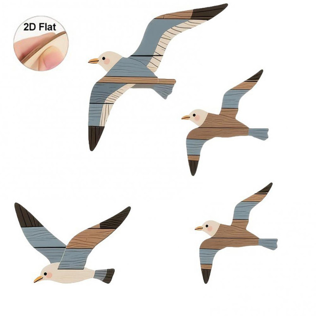 4Pcs/Set Seagull Wall Decoration Seaside Style Wall Accents Rustic Charm Handcrafted Bird Wall Hanging Decor