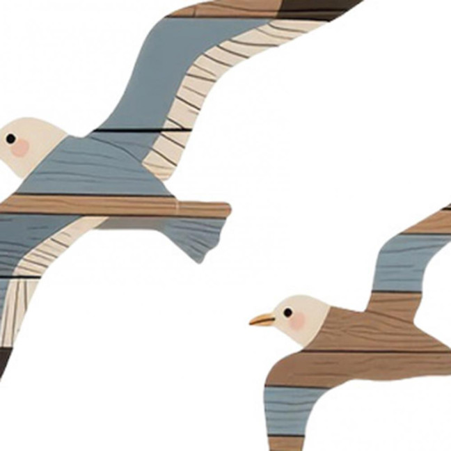 4Pcs/Set Seagull Wall Decoration Seaside Style Wall Accents Rustic Charm Handcrafted Bird Wall Hanging Decor
