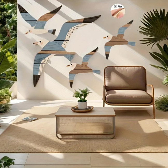 4Pcs/Set Seagull Wall Decoration Seaside Style Wall Accents Rustic Charm Handcrafted Bird Wall Hanging Decor