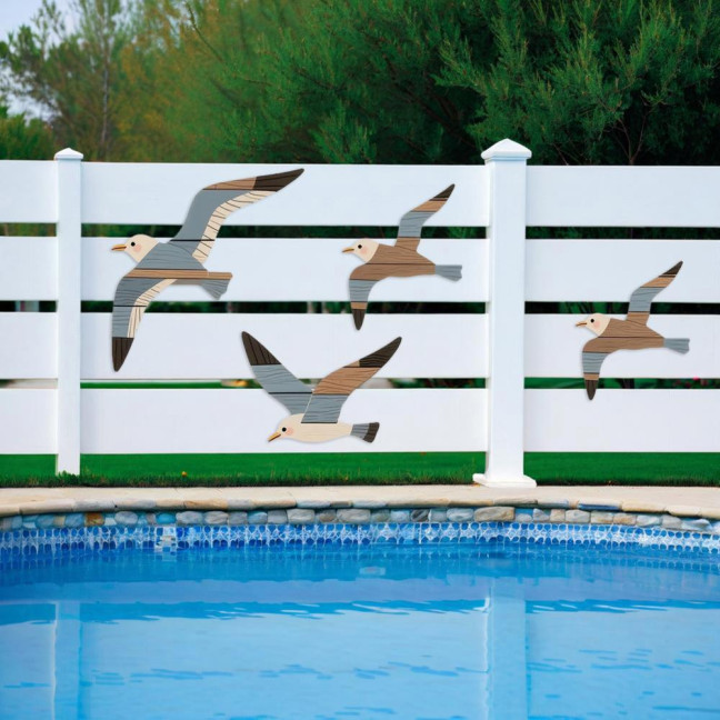 4Pcs/Set Seagull Wall Decoration Seaside Style Wall Accents Rustic Charm Handcrafted Bird Wall Hanging Decor