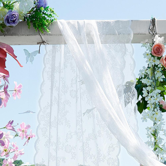 Wedding Arch Draping Fabric White Lace Drapes Sheer Backdrop Curtain for Wedding Ceremony Birthday Party Bridal Shower Decoration