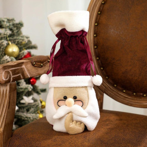 Christmas Santa Wine Bottle Cover Soft Plush Wine Bottle Topper Cute Santa Claus Wine Bottle Bag for Xmas Wedding Birthday Holiday Parties